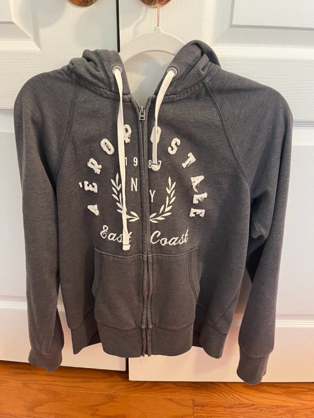 Aeropostale Kids Dark Gray White Logo Lettering Zip-up Jacket with Hood